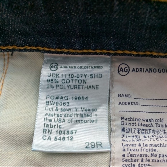 AG Jeans Stilt Cigarette Leg Distressed Dark Wash Cuffed Retro Low Rise SZ 8/29 - Picture 8 of 14